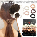 6pcs Silky Satin Hair Scrunchies Elastic Solid Color Hair Tie~