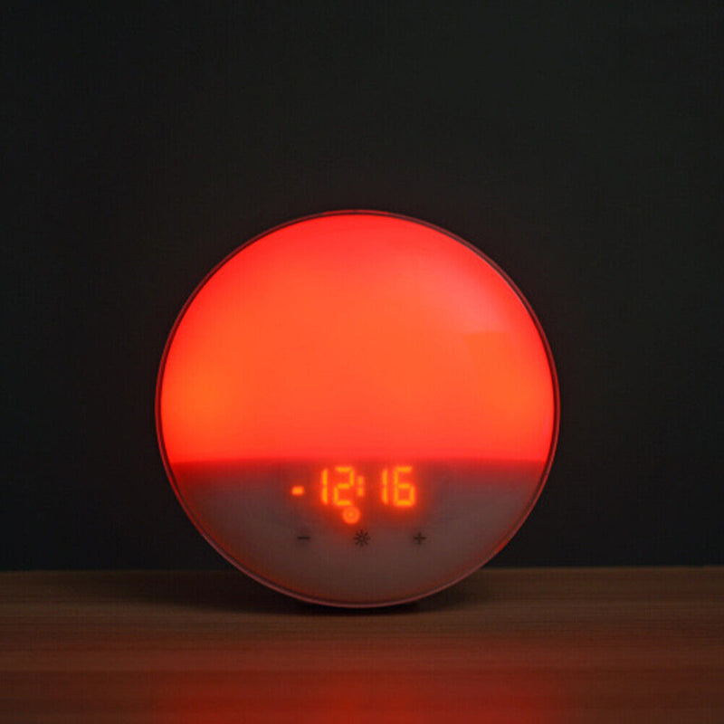 Digital Alarm Clock Sunrise Sunset For Snooze Sleeping 7 Sounds Colorful