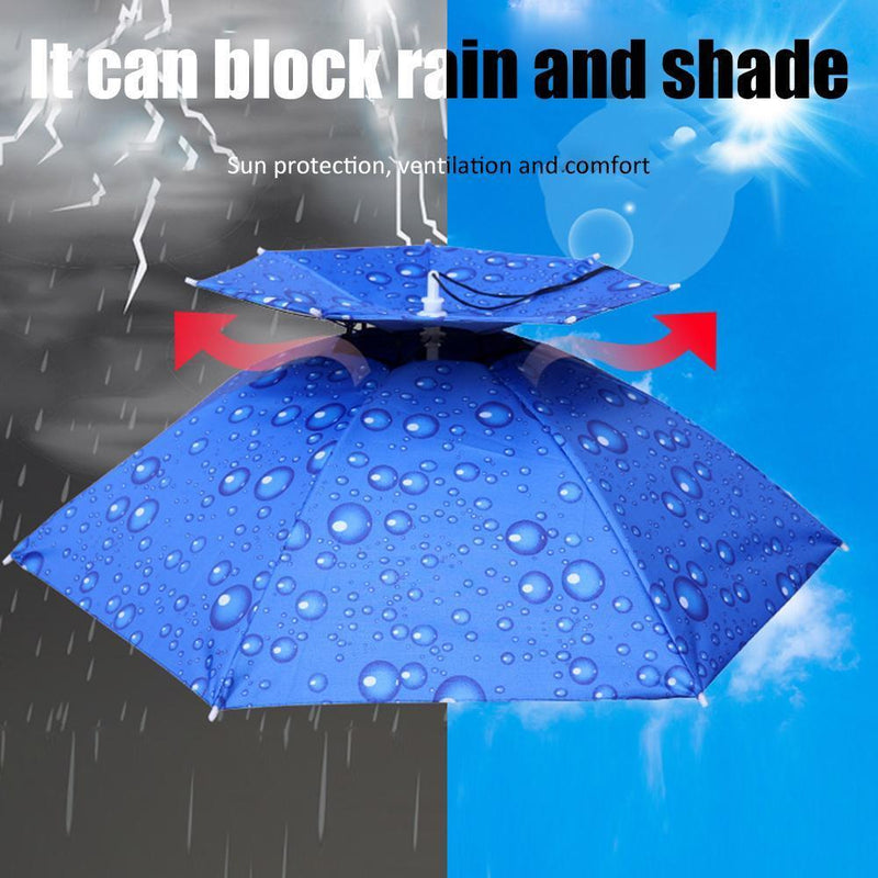 Portable Rain Umbrella Hat Foldable Outdoor Sun Shade Head Cap (Dark Blue)