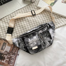 Fashion Women Canvas Sports Shoulder Chest Bag Tie Dye Mini Fanny Packs Purse
