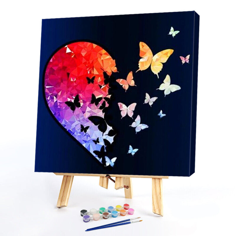 DIY Oil Paint by Numbers Heart Butterfly Acrylic Drawing Kit Coloring Picture