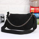 Fashion Corduroy Crossbody Bag Women Solid Chain Shoulder Handbags (Black)