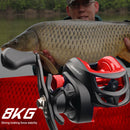 Baitcasting Reel 8.2/1 Max Drag 8kg Casting Carp Fishing Reel (Red Right) Newly