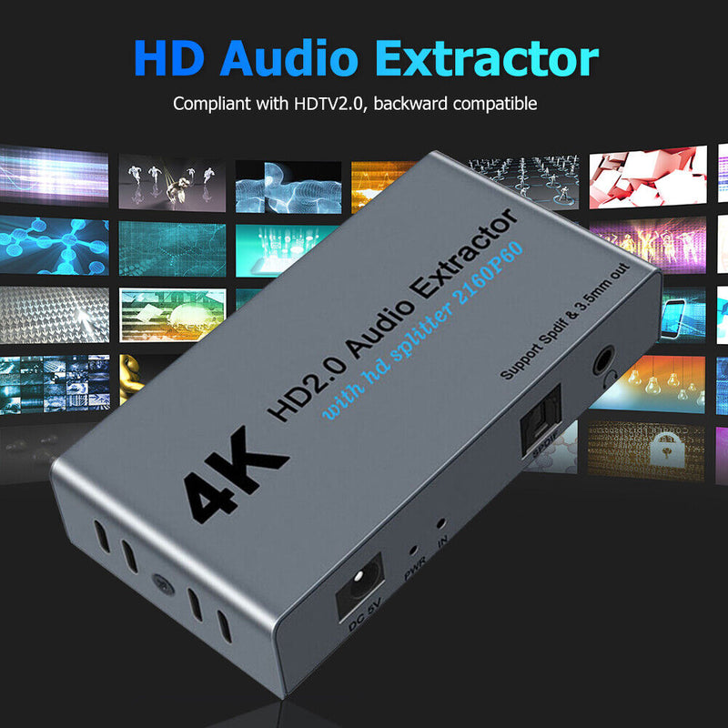 E12A 4K HDMI-compatible 2.0 Splitter 1 In 2 Out with SPDIF + 3.5mm Audio Ex