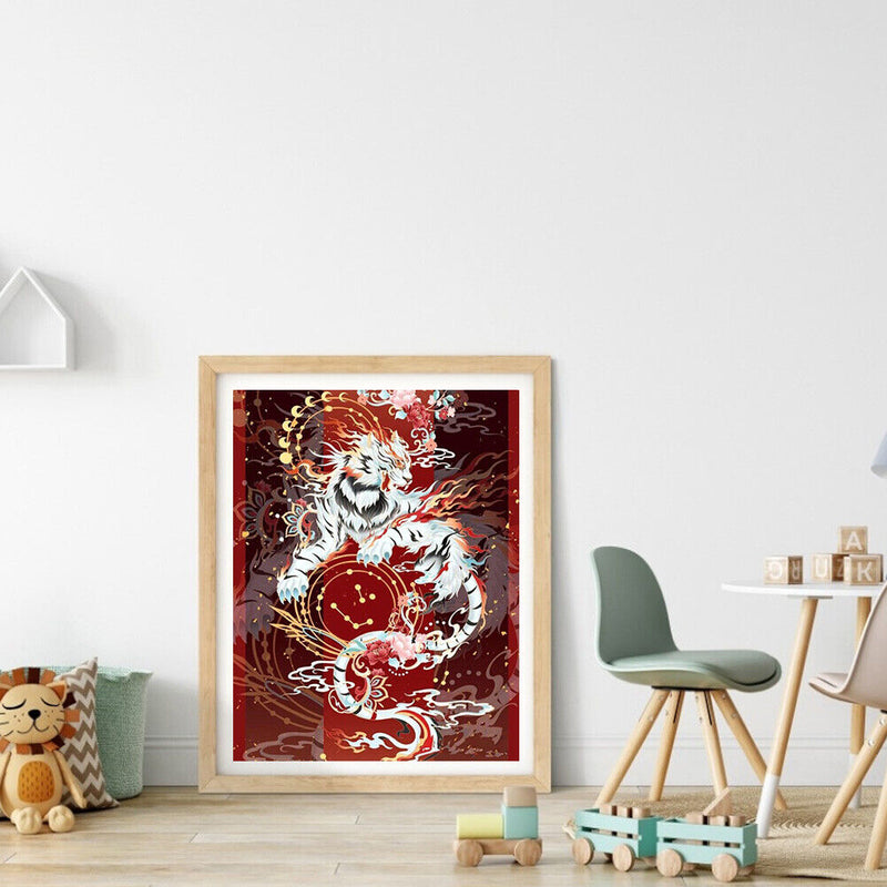 Full Cross Stitch 11CT Mythical Beast White Tiger Stamped Embroidery (2)