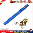 Portable Telescopic Mini Fishing Pole Pen Shape Fishing Rod w/ Reel (Blue) Newly