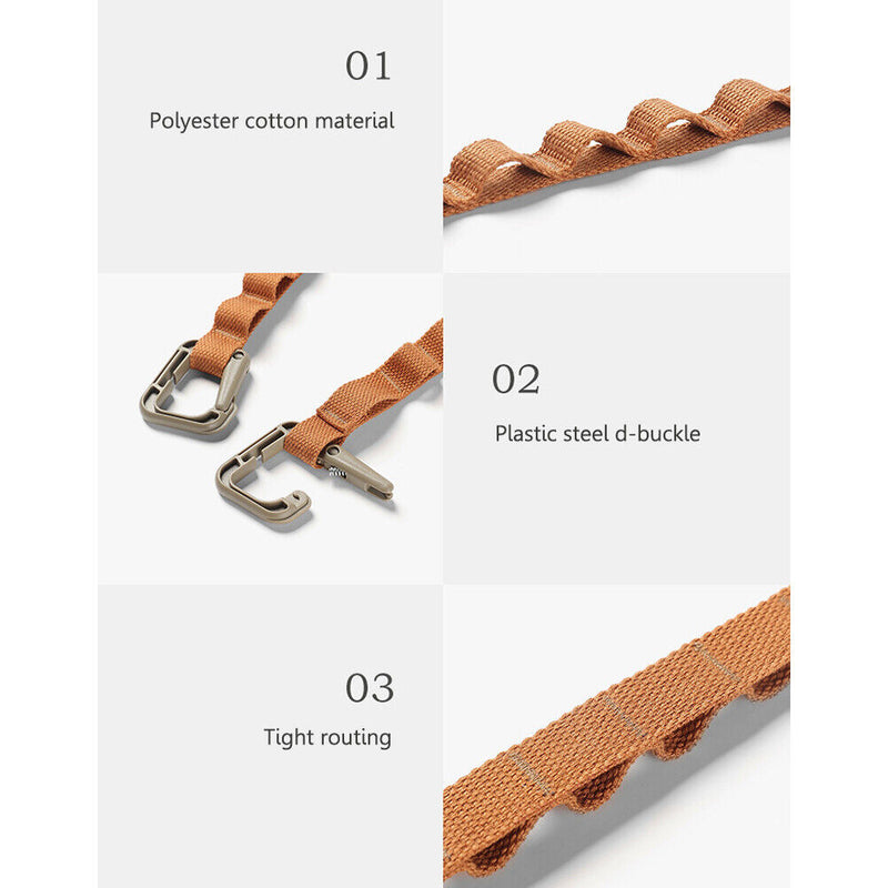 5-ring Camping Hanging Rope Tent Cup Lamp Hanger Clothes Line Strap (Khaki)