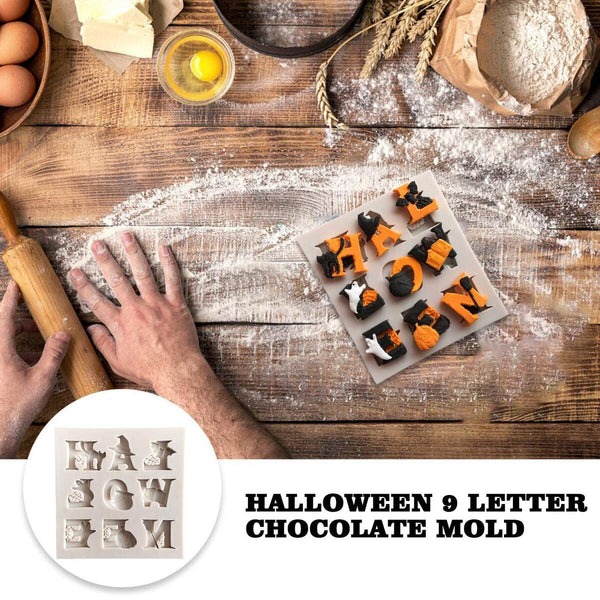 Halloween Letter Alphabet Silicone Chocolate Fondant Cake DIY Moulds Mold Q6I9