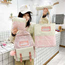 Women Fashion Plaid Printing 4pcs Pen Bag Cosmetics Pouch Shoulder Bag Knapsacks