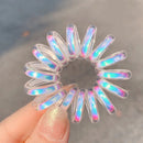 Telephone Wire Elastic Hairbands Women Ponytail Holder Hair Ties (White)
