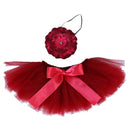 2pcs/set Infant Girls Bowknot Tutu Skirt Flower Hairband Photo Props (3-4M)