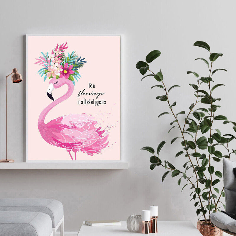 Frameless Painting By Numbers Art Flamingos Words DIY Digital Painting On Canvas