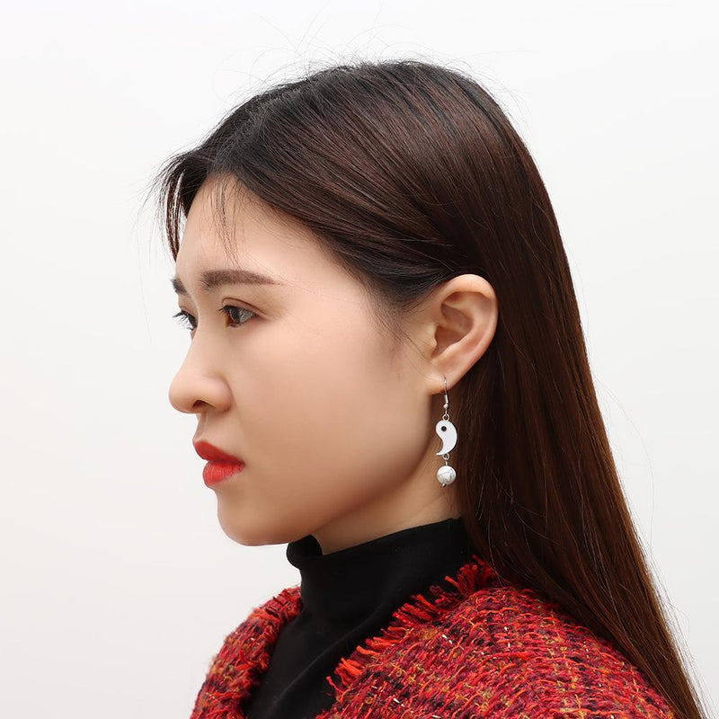Drop Stud Earrings Asymmetry Dangle Earrings Gossip Yin Yang Tai Chi Earrings