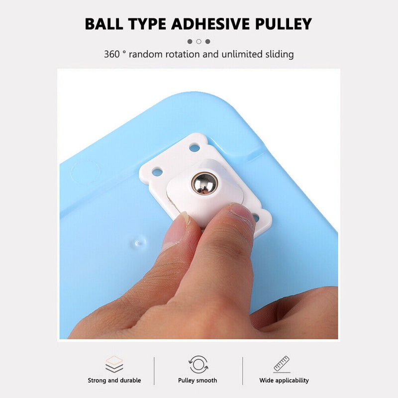 4pcs Stainless Steel Self-Adhesive Universal Pulley Caster Pulleys (White) Newly