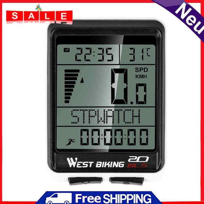 West Biking Bicycle Waterproof Stopwatch Speedometer Cycling Odometer w/Backlit