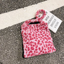 Plush Flower Pattern Handbag Winter Large Capacity Shoulder Bag (Pink)