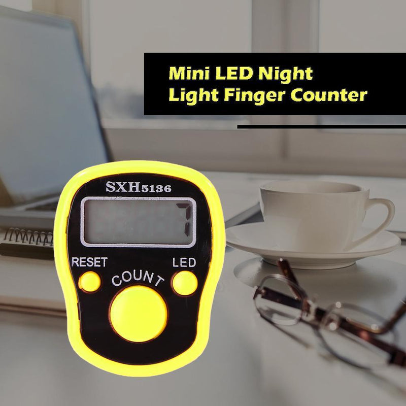 LCD Display Finger Counter LED Luminous Electronic Tally Counter (Yellow)