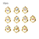 10pcs Clear Nail Art Rhinestones DIY Charming Nail Decor Accessories (8mm)