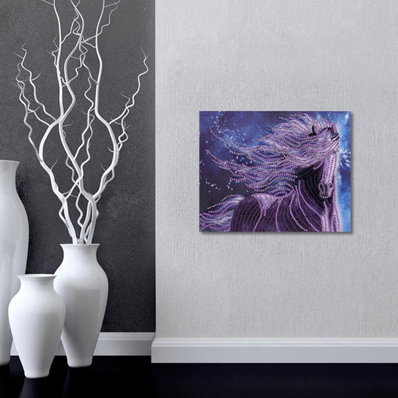 5D DIY Special Shaped Diamond Painting Purple Horse Cross Stitch Embroidery