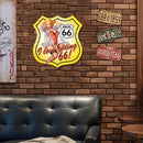 Shield Shape Route 66 Sexy Plate Metal Tin Sign Plaque for Bar Pub Club