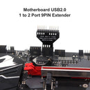 1to 2 USB2.0 9Pin to USB3.0 19Pin Front Panel Plug Connector for Motherboard