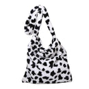 1*Retro Cow Print Plush Women Fashion Big Capacity Shoulder V3J3 Handbag Z5X0