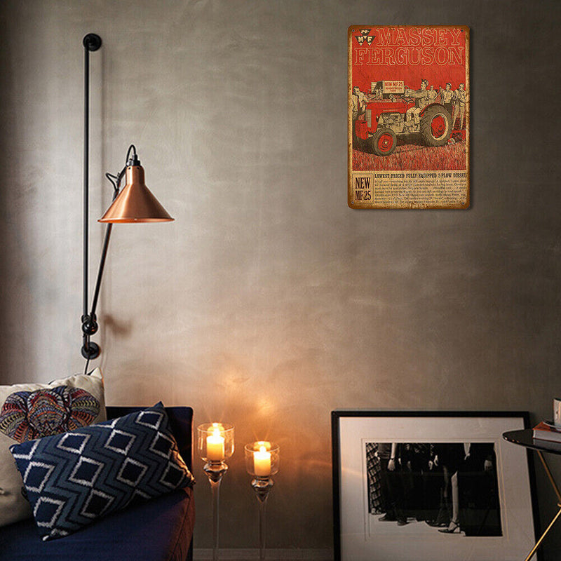 Square Iron Painting Farm Vehicle Metal Sign Plaque Wall Posters Painting