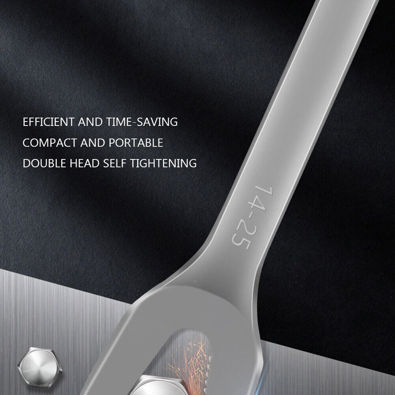 Long Handle Serrated V Groove Wrench Double Head Open End Repair Spanner Newly