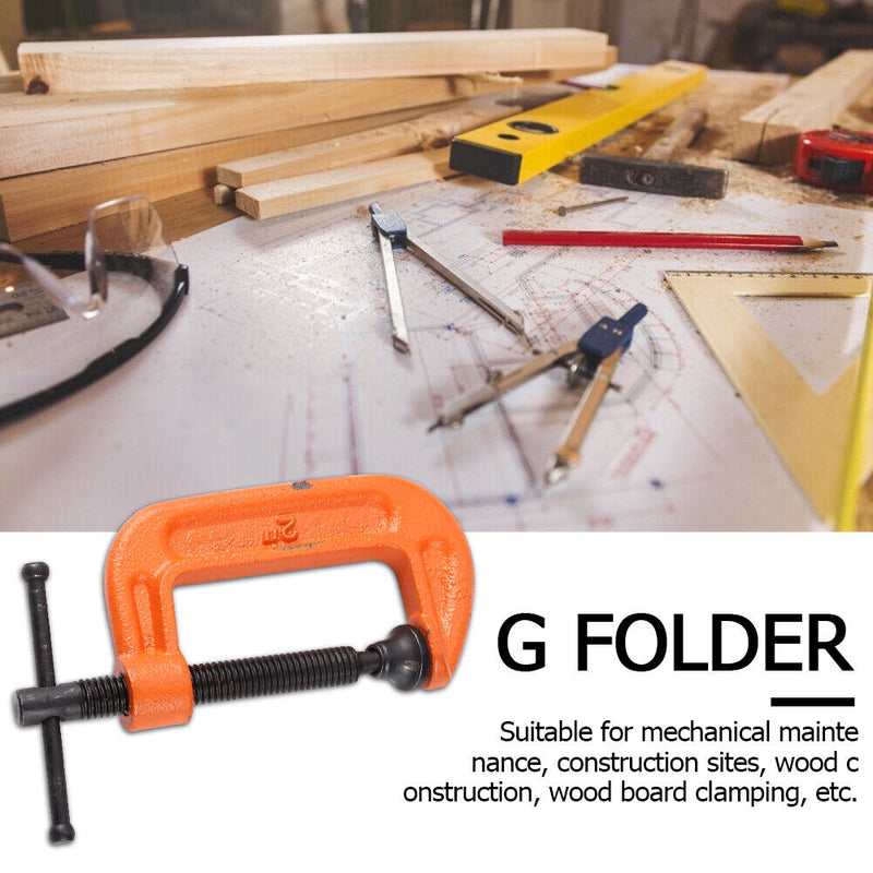 Heavy Duty G Wood Clamp Steel Woodworking Fixture for Carpentry (2 inch)