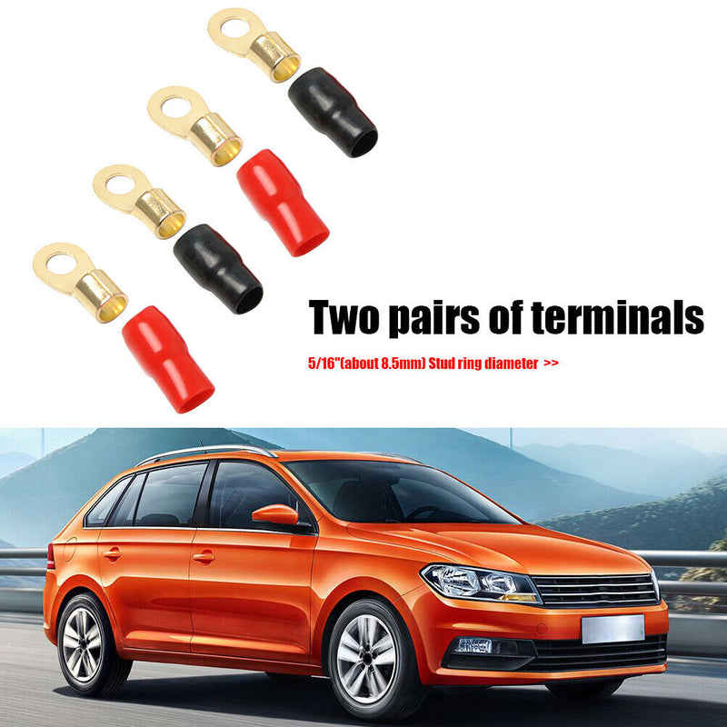 2 Pairs Car Car 4GA Speaker Electrical Wire Connector Spade Crimp Terminals Kit
