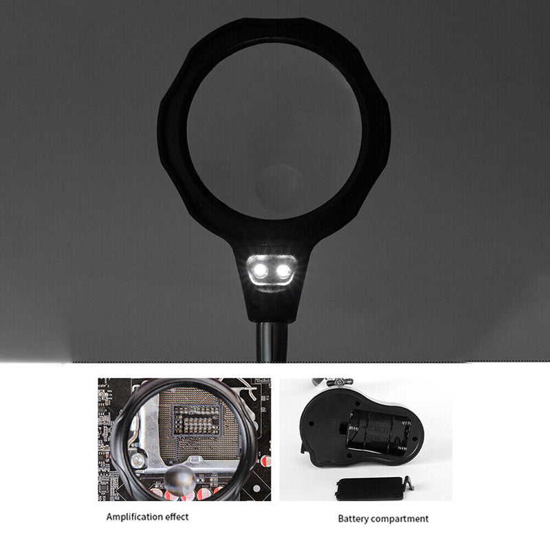 Welding Magnifying Clip Loupe Glass Light Solder Stand Holder Station Magni