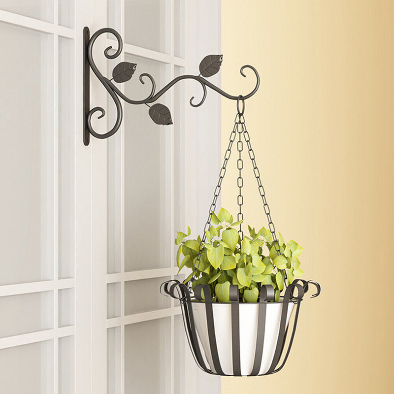 Wall Mounted Flower Pots Rack Hook Decorative Plant Bracket Hanger (Black) Newly