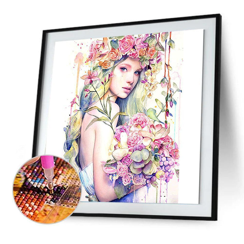 2pcs Diamond Painting Kit girl Full Round Rhinestone Wall
