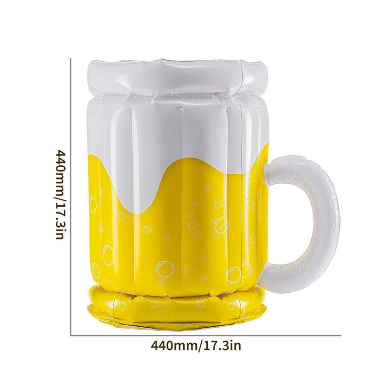 Party Drink Cooler - Inflatable Beer Mug Ice Bucket for Beach Pool (Yellow)