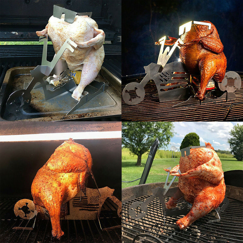 Chicken Stand Beer Motorcycle Stainless Steel Oven Grill Chicken Roasting R