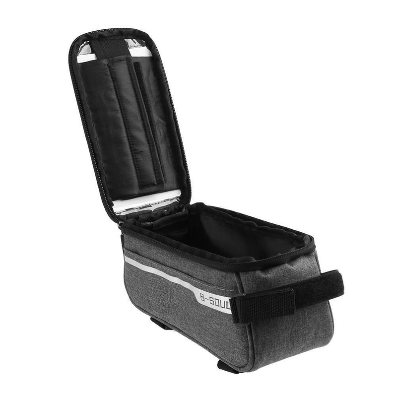 Waterproof Bicycle Front Tube Bag 6in Phone Touch Screen Saddle Bag (Grey) Newly
