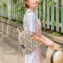 Straw Woven Small Travel Backpacks Casual Women Stripe Print Shoulder Schoolbags