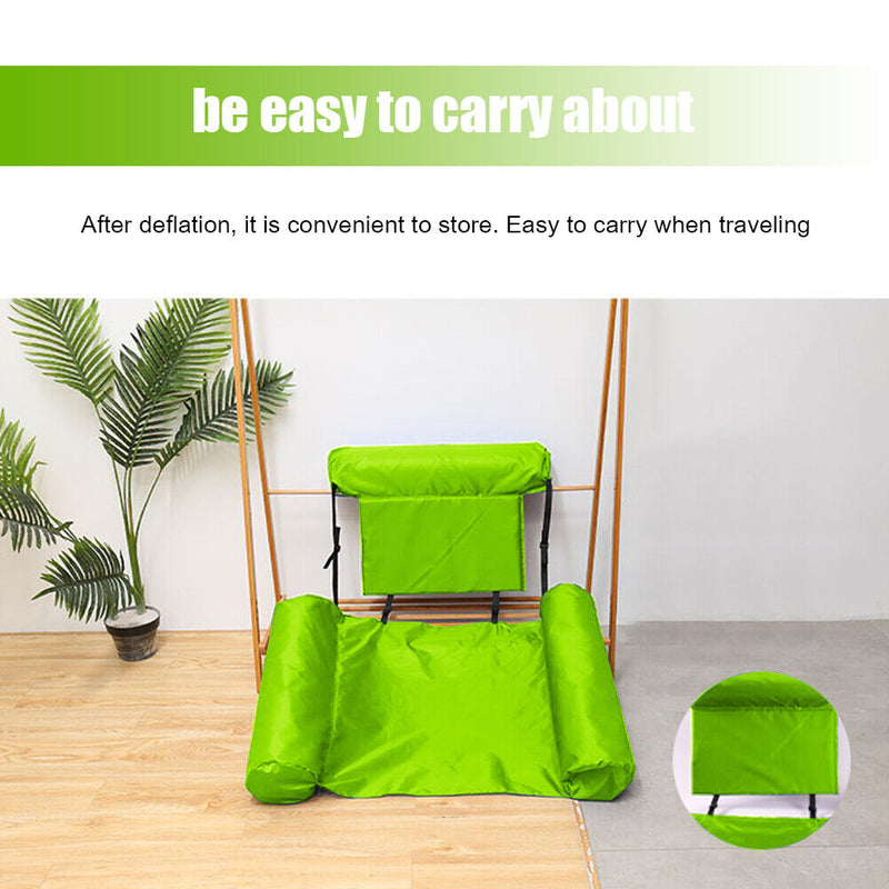 Floating Row Swimming Pool Inflatable Foldable Water Hammock Bed (Green) Newly