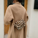 Autumn Plush Shoulder Tote Retro Women Animal Messenger Chain Bag (Leopard)
