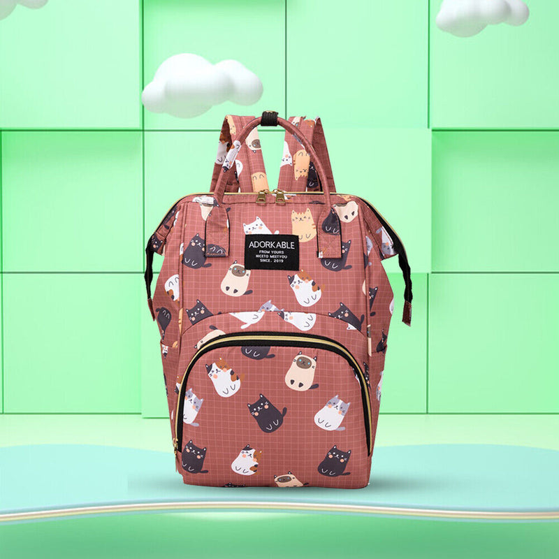 Fashion Women Printing Mummy Diaper Bag Nappy Large Handbag (Cartoon Cats)