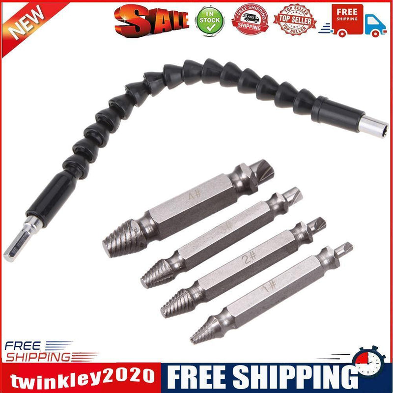 Flexible Shaft Bits Extention Screwdriver Bit Holder+Broken Screw Extractor