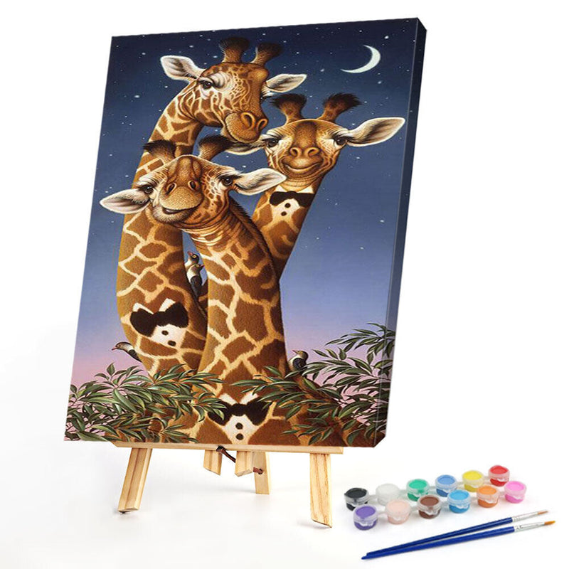 Mr Giraffes Oil Paint By Numbers Kits DIY Canvas Wall Art Picture Home Crafts