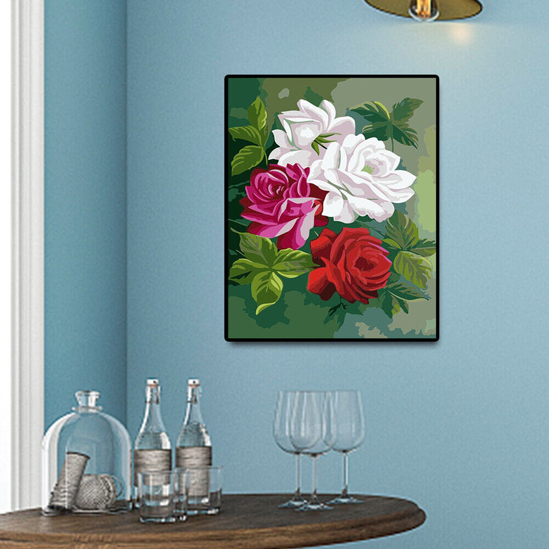 Painting By Numbers Flower Hand Painted Oil Drawing Wall Picture DIY Decor Kit