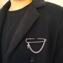 Hop Suit Accessory Minimalist Punk Brooches Cross Pendant Big Pins Long Chain