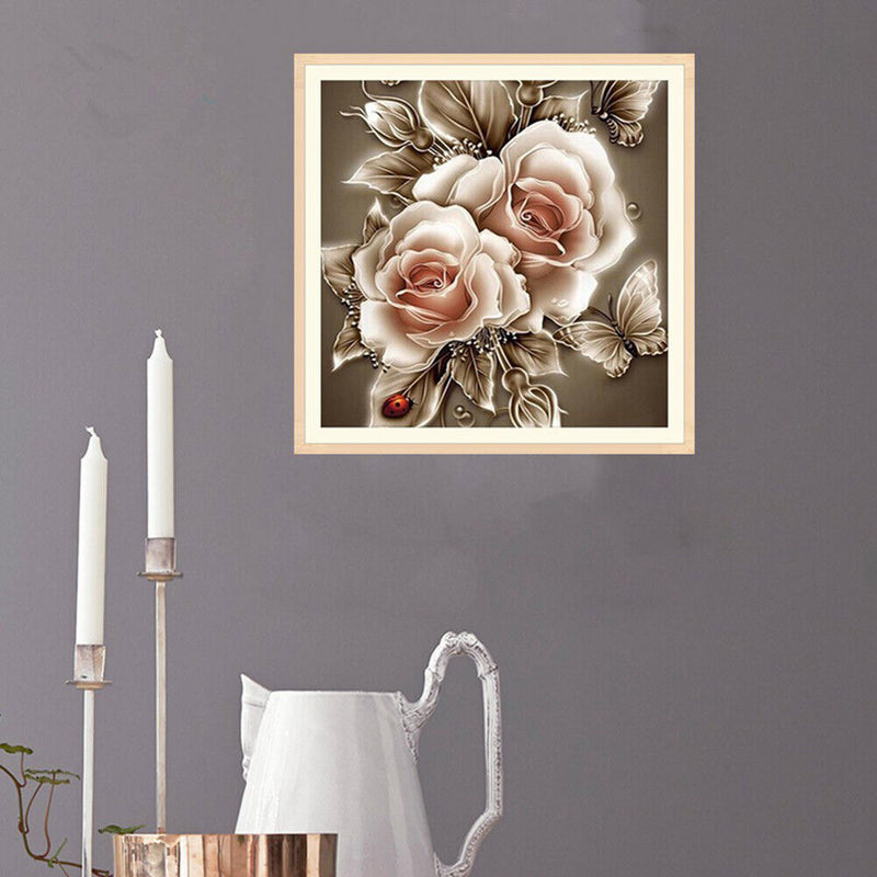 Rose 5D Diamond Painting Embroidery DIY Craft Cross Stitch Home Decor(Brown