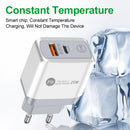 25W PD QC3.0 Mobile Phone Wall Charging USB Type C Fast Charger (White EU) Newly