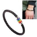 Leather Braided Lovers Pride Rainbow Bracelets Titanium Les Jewelry R3K9