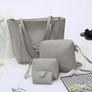 4pcs/set Shoulder Handbags Leather Women Crossbody Clutch Card Bags (Grey)