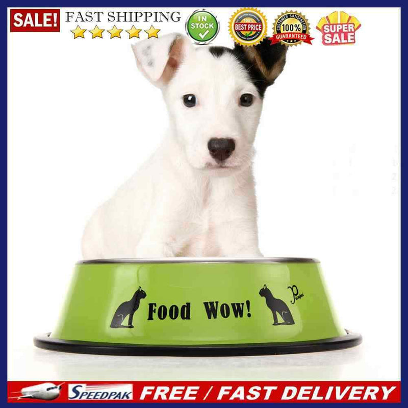 Stainless Steel Anti-skid Dog Cat Food Water Bowl Pet Feeding Tool Green