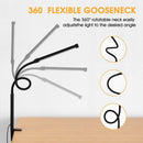 Brightness Gooseneck Long Flexible with Clamp Clip Light LED Desk Lamp Dimmable